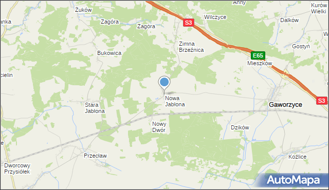 mapa Nowa Jabłona, Nowa Jabłona na mapie Targeo